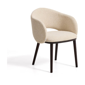 Kave Home Maina eetkamerstoel dik chenille Beige zwart