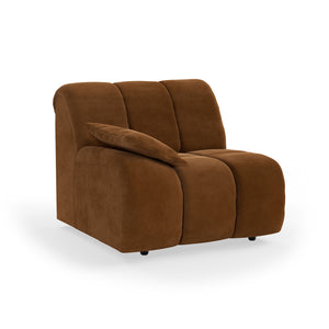HKliving Wave bank left low arm Royal Velvet Caramel