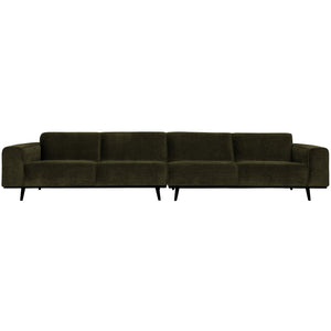 WOOOD Statement XL 4-zits bank 372 cm Ribstof Warm Groen