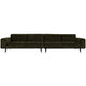 WOOOD Statement XL 4-zits bank 372 cm Ribstof Warm Groen
