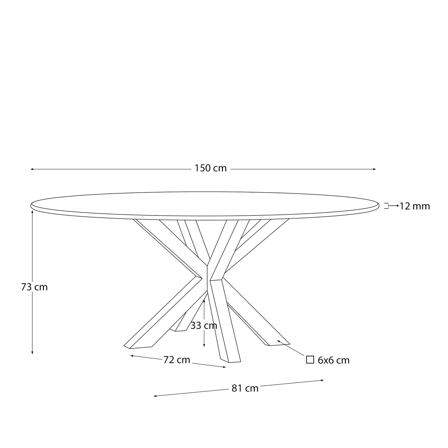 Kave Home Argo eettafel rond Ø150 cm Clear/Black