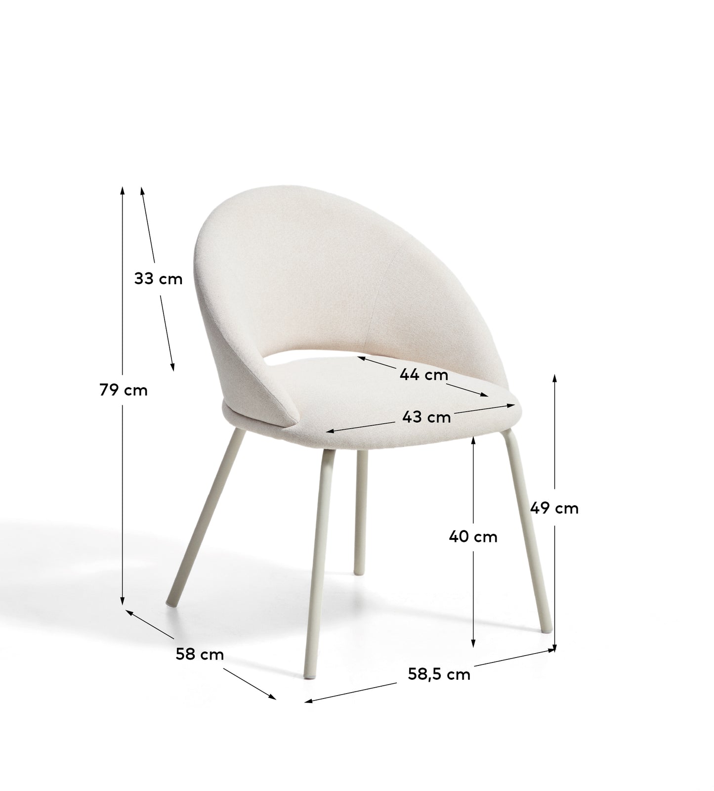 Kave Home Bonali eetkamerstoel chenille Beige