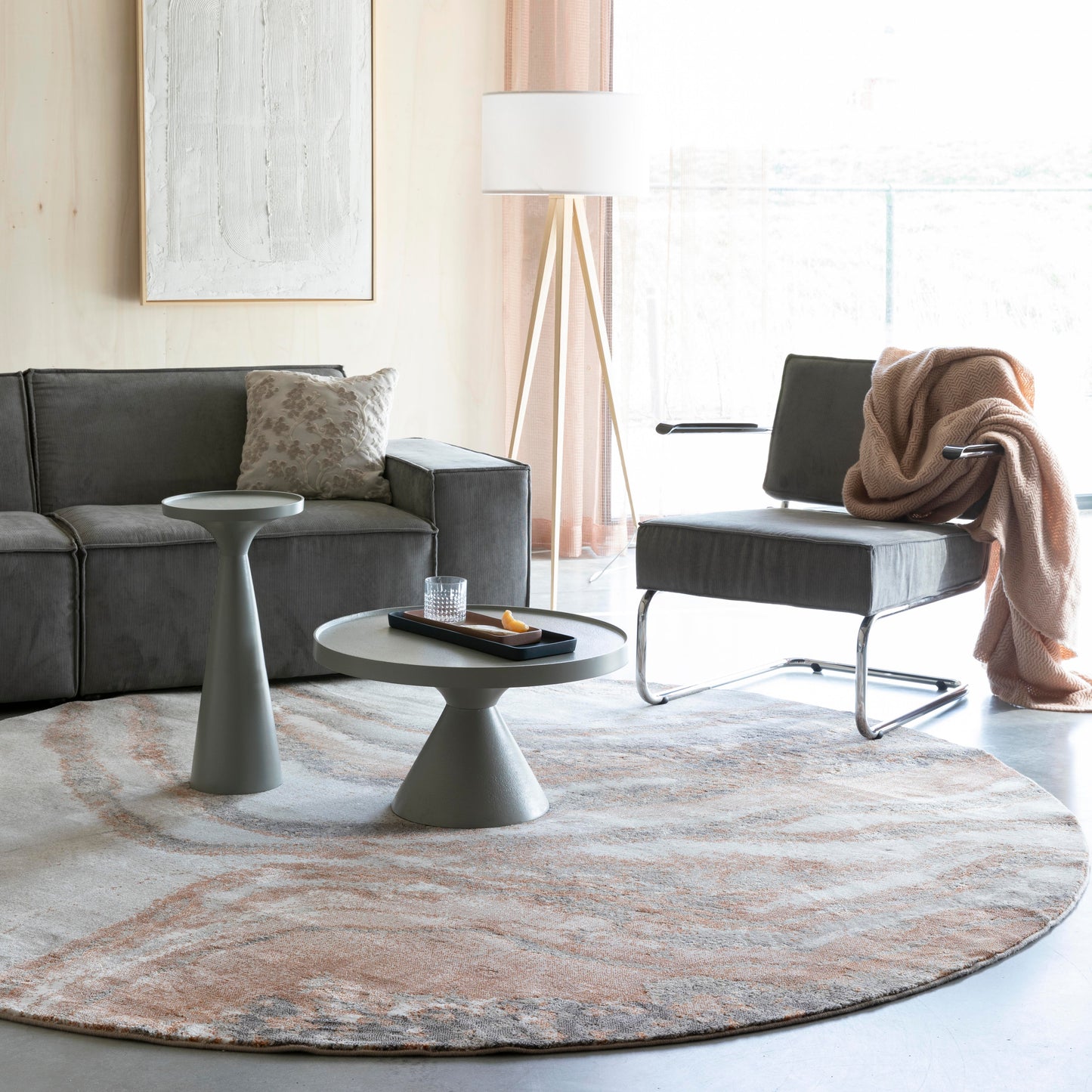 Zuiver Solar vloerkleed Ø200 cm Grey/Terra