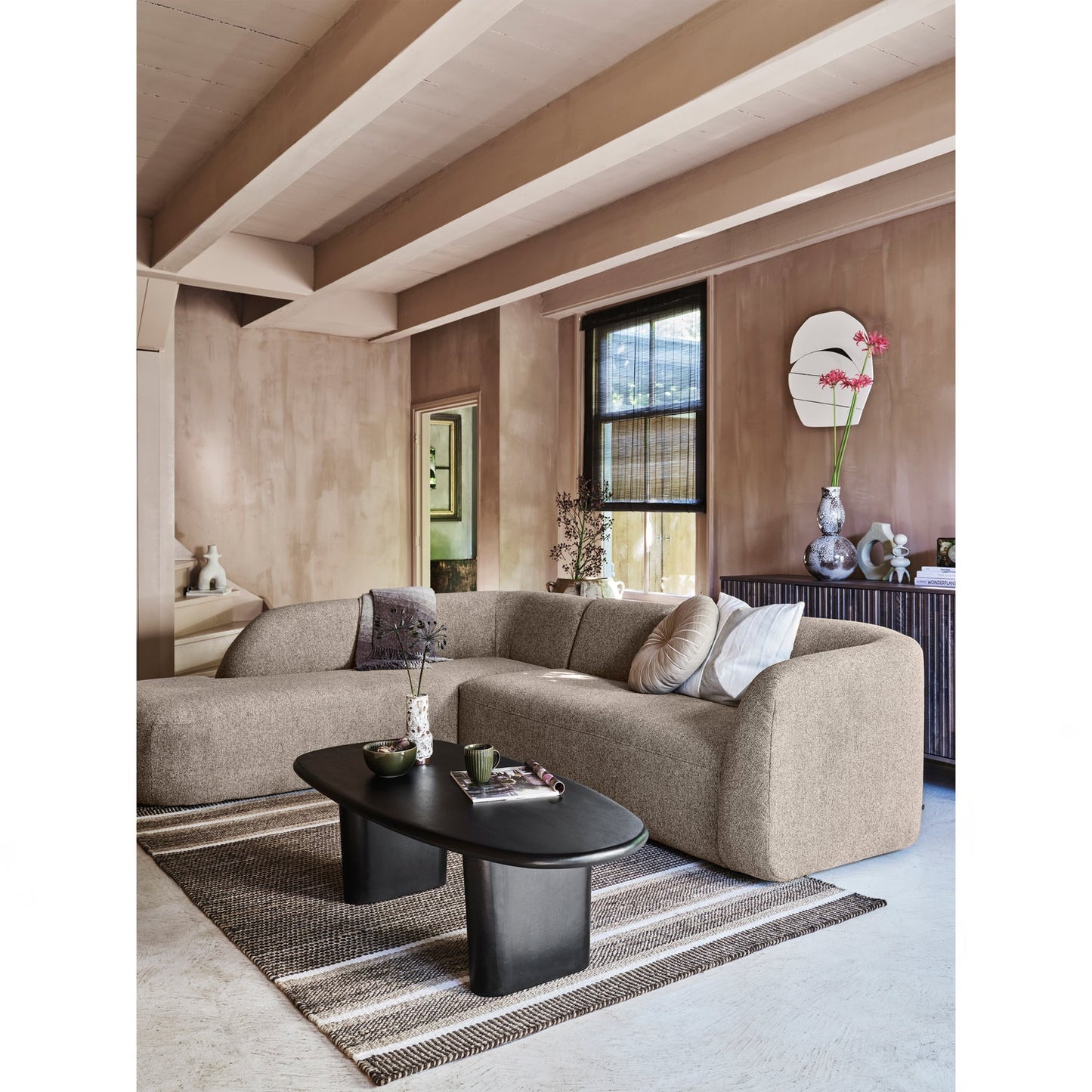WOOOD Sloping hoekbank links Naturel Melange
