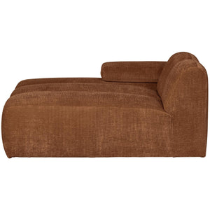 WOOOD Mojo chaise longue bank arm links ribstof Roestbruin