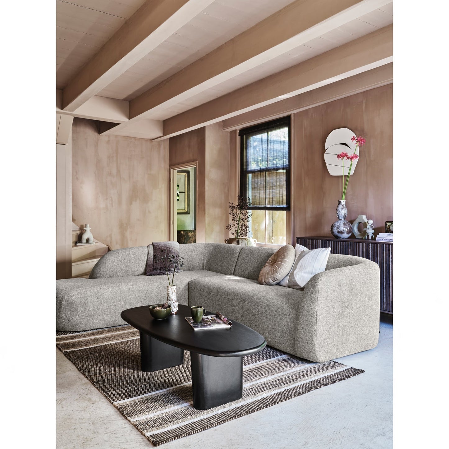 WOOOD Sloping hoekbank links Off-White Melange