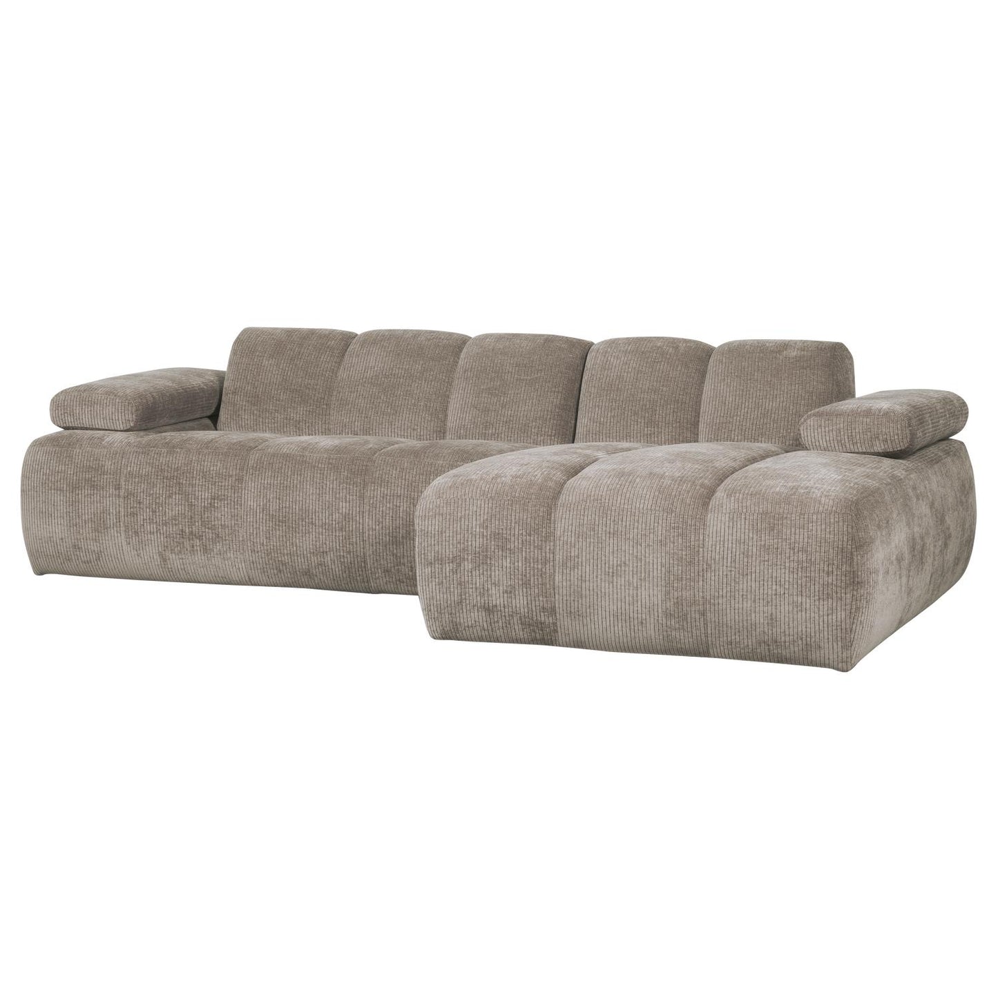 WOOOD Mojo chaise longue bank rechts ribstof Donkerzand