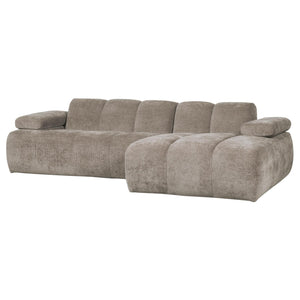 WOOOD Mojo chaise longue bank rechts ribstof Donkerzand