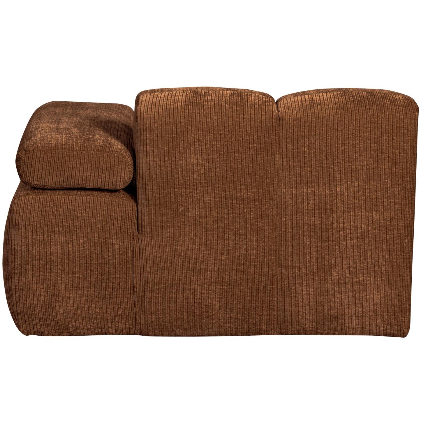 WOOOD Mojo chaise longue bank arm rechts ribstof Roestbruin