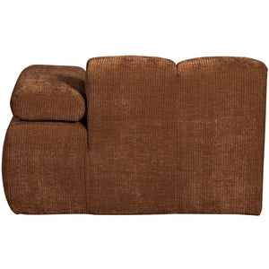 WOOOD Mojo chaise longue bank arm rechts ribstof Roestbruin