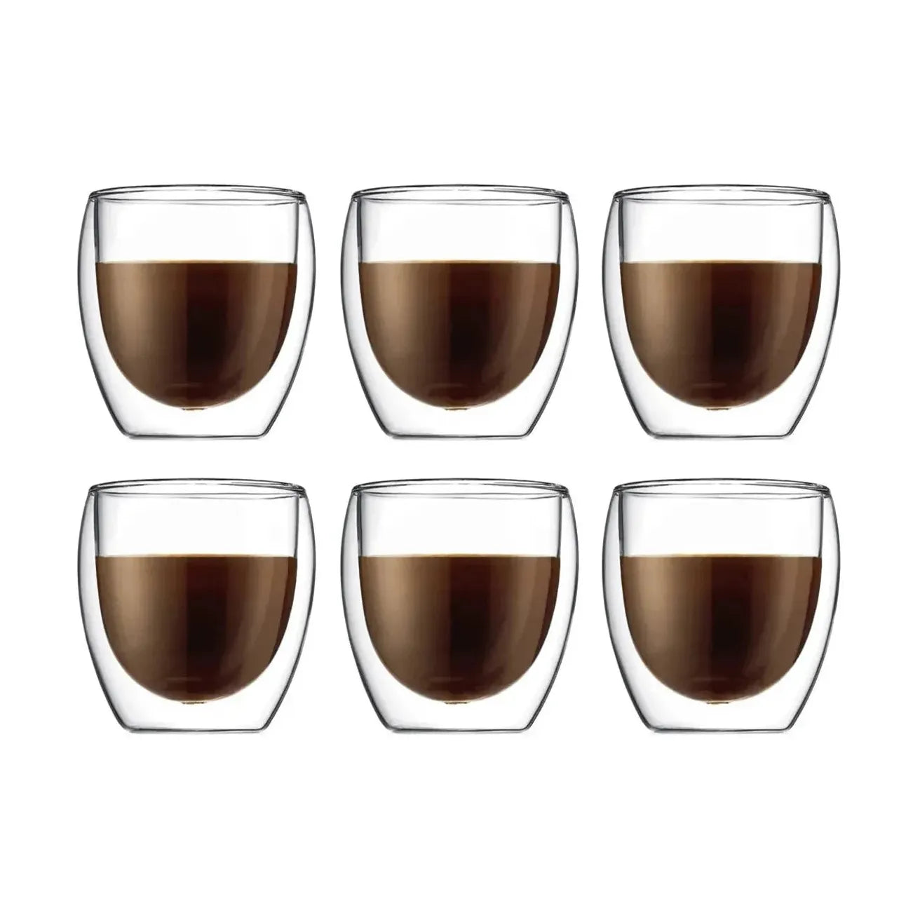 Bodum Pavina koffieglas dubbelwandig 250 ml Set van 6 Stuks