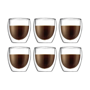 Bodum Pavina koffieglas dubbelwandig 250 ml Set van 6 Stuks