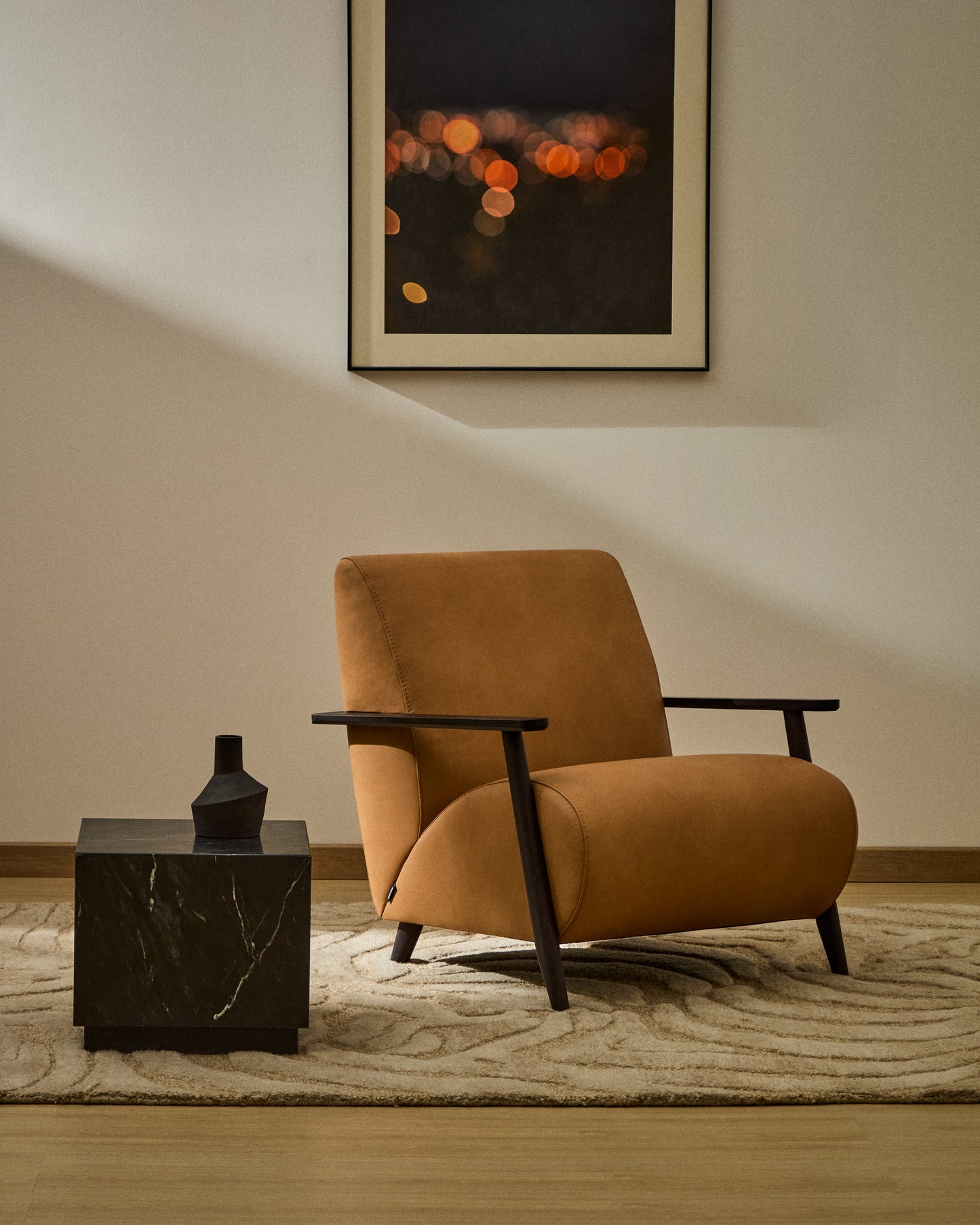 Kave Home Meghan fauteuil Bruin/Donker bruin
