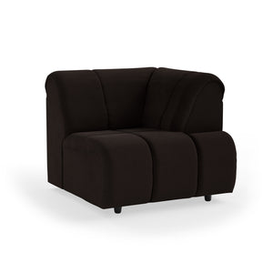 HKliving Wave bank right high arm Royal Velvet Espresso