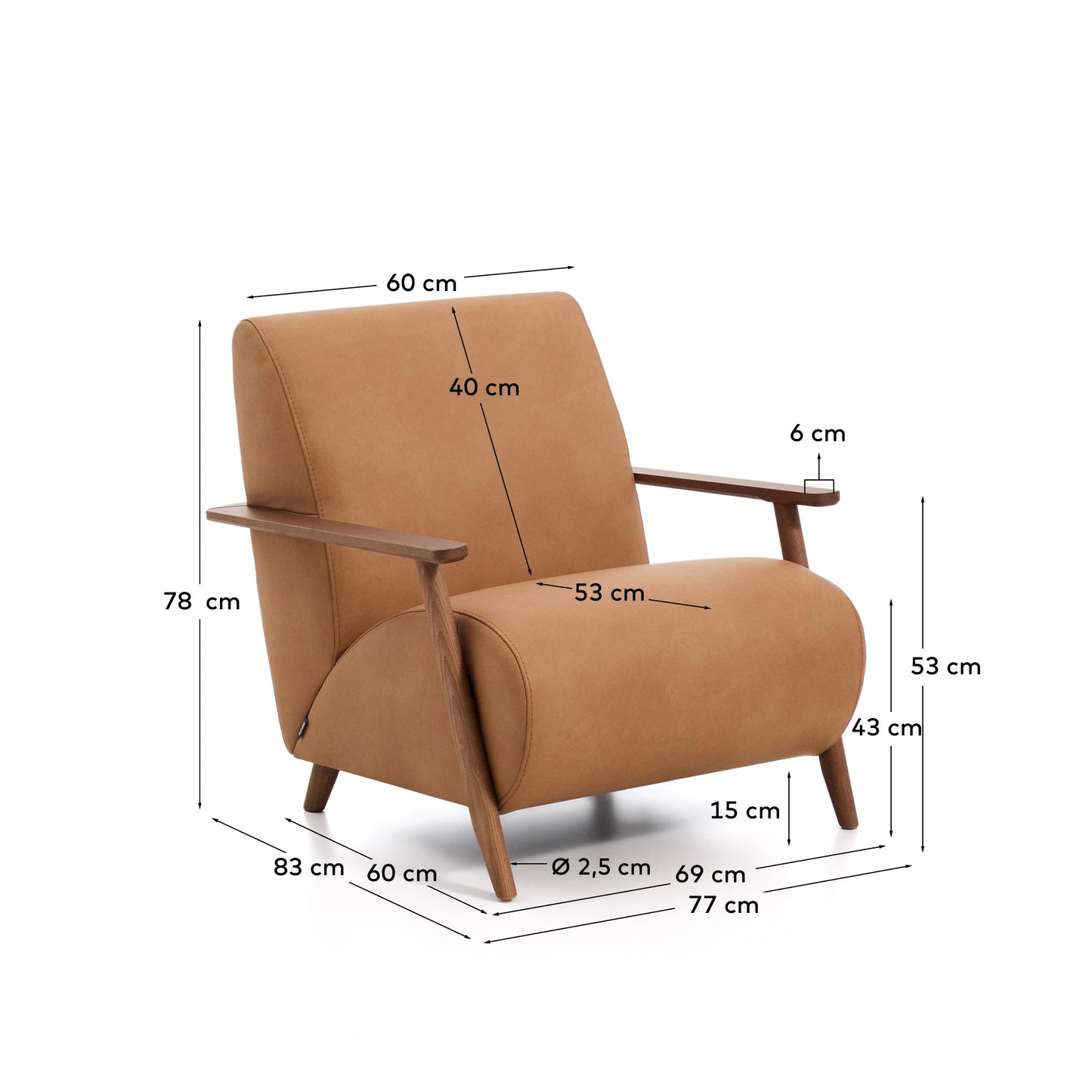 Kave Home Meghan fauteuil Bruin/Bruin
