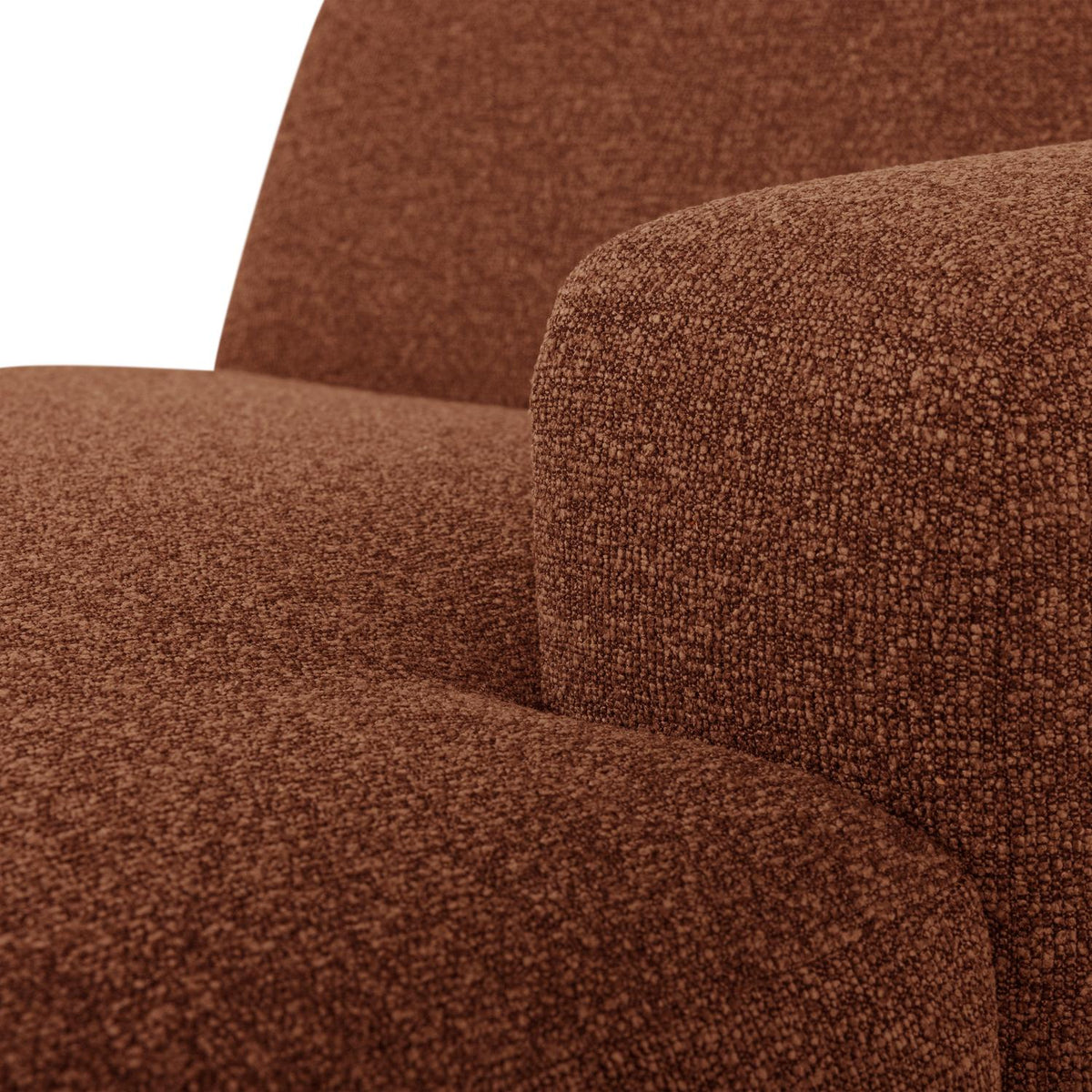 WOOOD Mojo Base chaise longue bank arm rechts bouclé Roestbruin