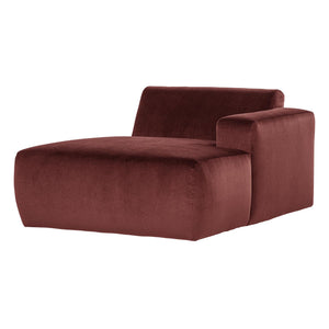 WOOOD Mojo Base chaise longue bank arm rechts velvet Kastanjebruin