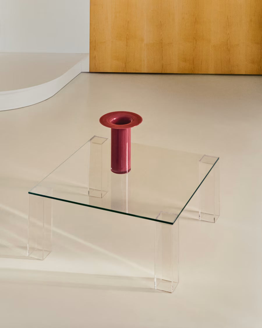 Kave Home Adularia bijzettafel 85x85 cm Transparant