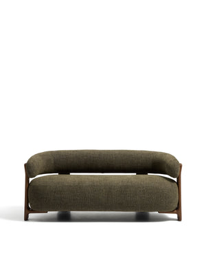 Kave Home Granite 2-zitsbank chenille Groen/walnoot