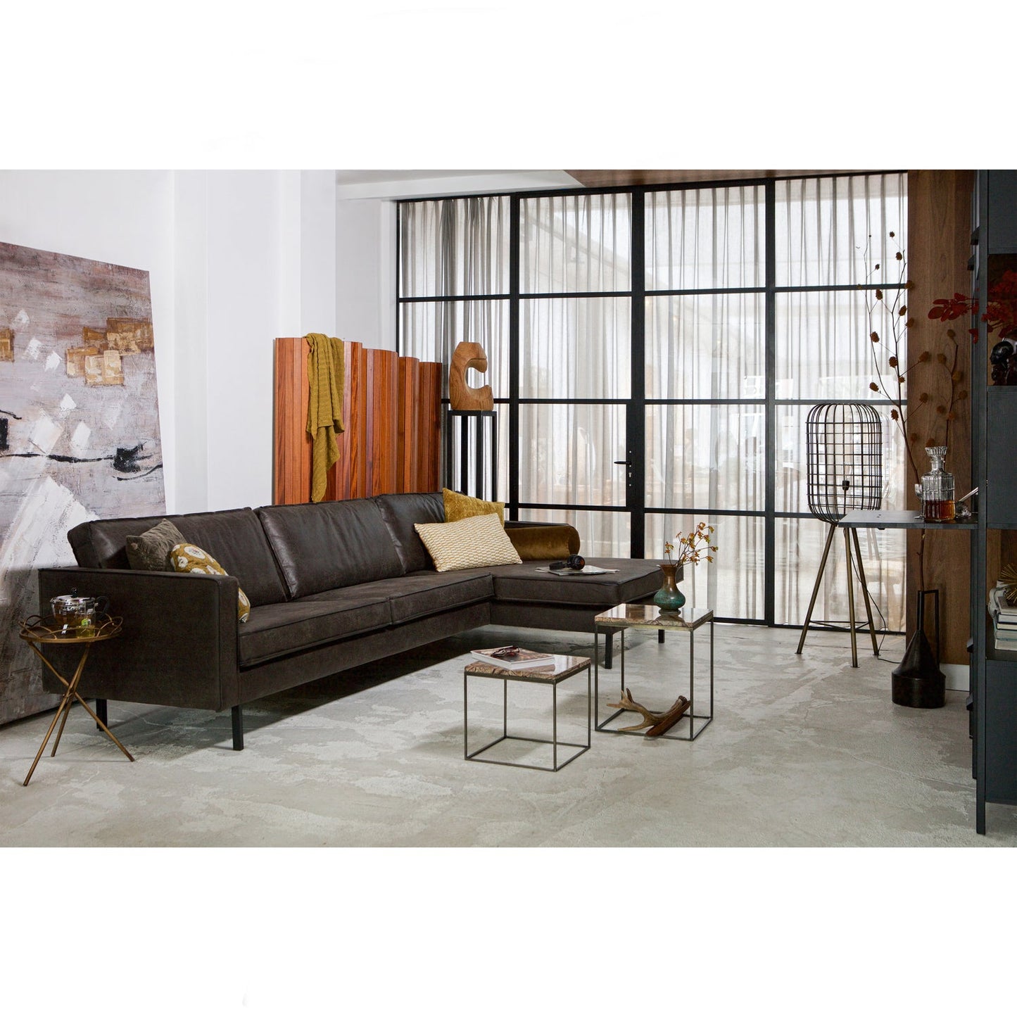 WOOOD Rodeo bank chaise longue rechts eco-leer Zwart