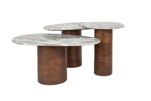 Dutchbone Suki bijzettafel set van 3 Bruin en Wit