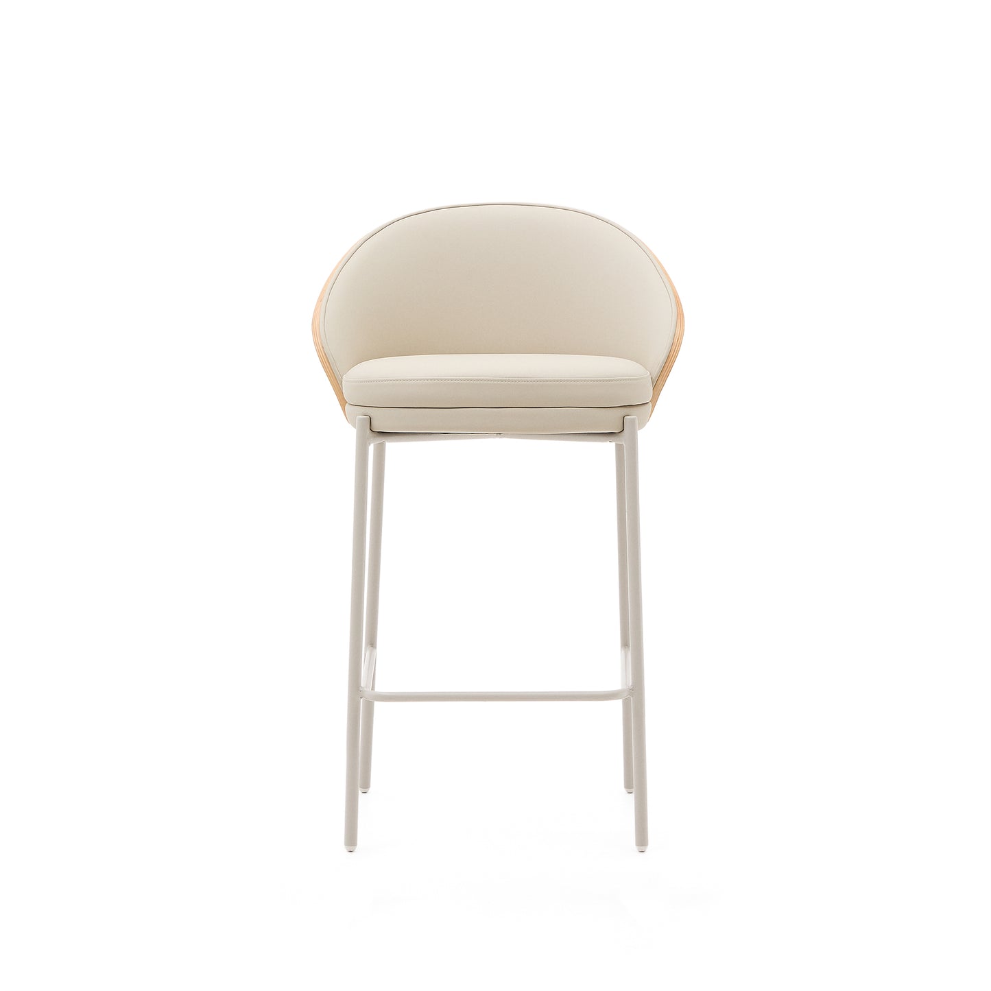 Kave Home Eamy barkruk H65 kunstleer White/Beige