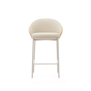 Kave Home Eamy barkruk H65 kunstleer White/Beige