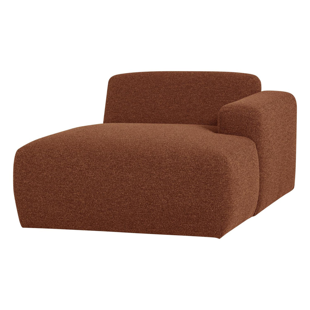 WOOOD Mojo Base chaise longue bank arm rechts bouclé Roestbruin