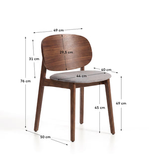 Kave Home Ludara eetkamerstoel chenille Grijs/Brown