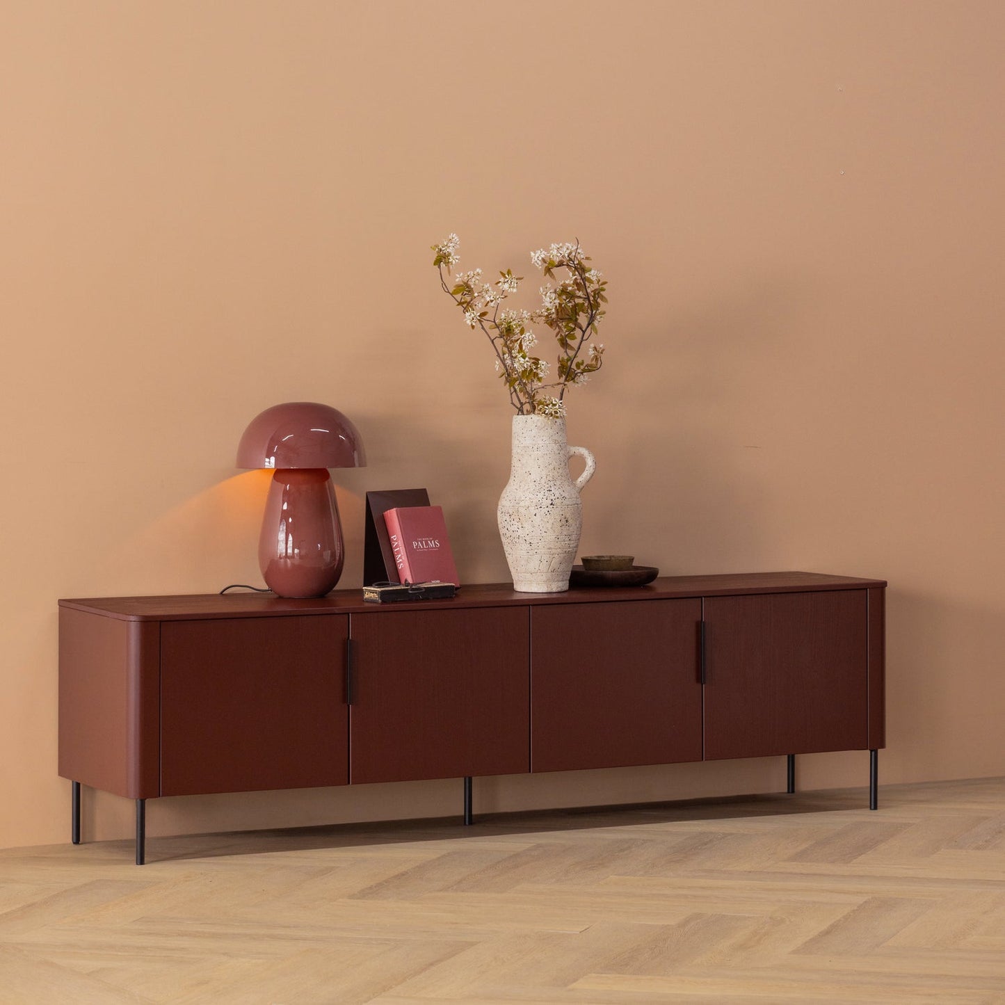 WOOOD Gunnar tv-meubel 200 cm Bordeauxrood