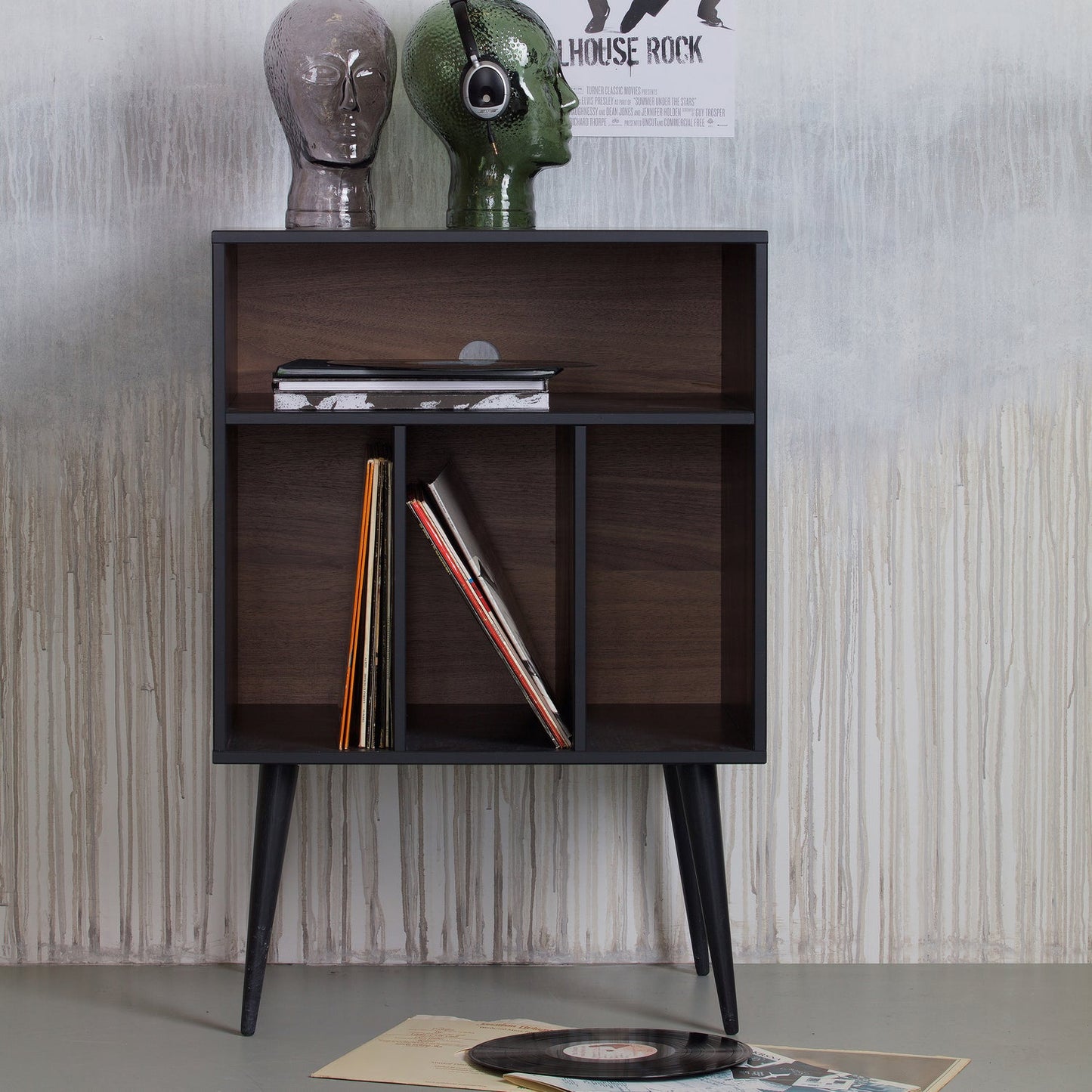 WOOOD James kast Zwart/Walnoot