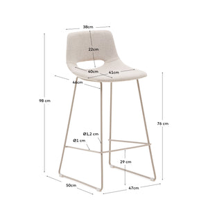 Kave Home Zahara barkruk H76 chenille Beige