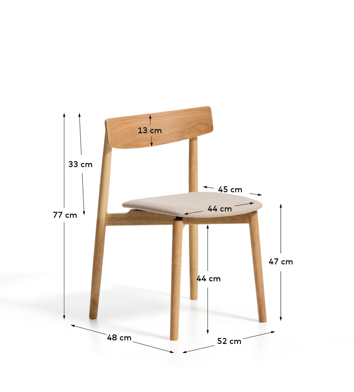 Kave Home Evera eetkamerstoel chenille Grey/Beige