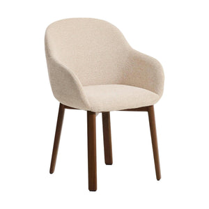 Kave Home Meila eetkamerstoel met arm chenille Beige donker hout