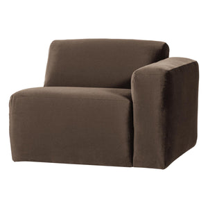 WOOOD Mojo Base 1-zits bank arm rechts velvet Bruin