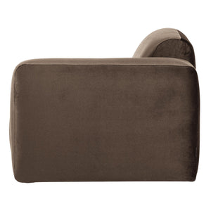 WOOOD Mojo Base 1-zits bank arm rechts velvet Bruin