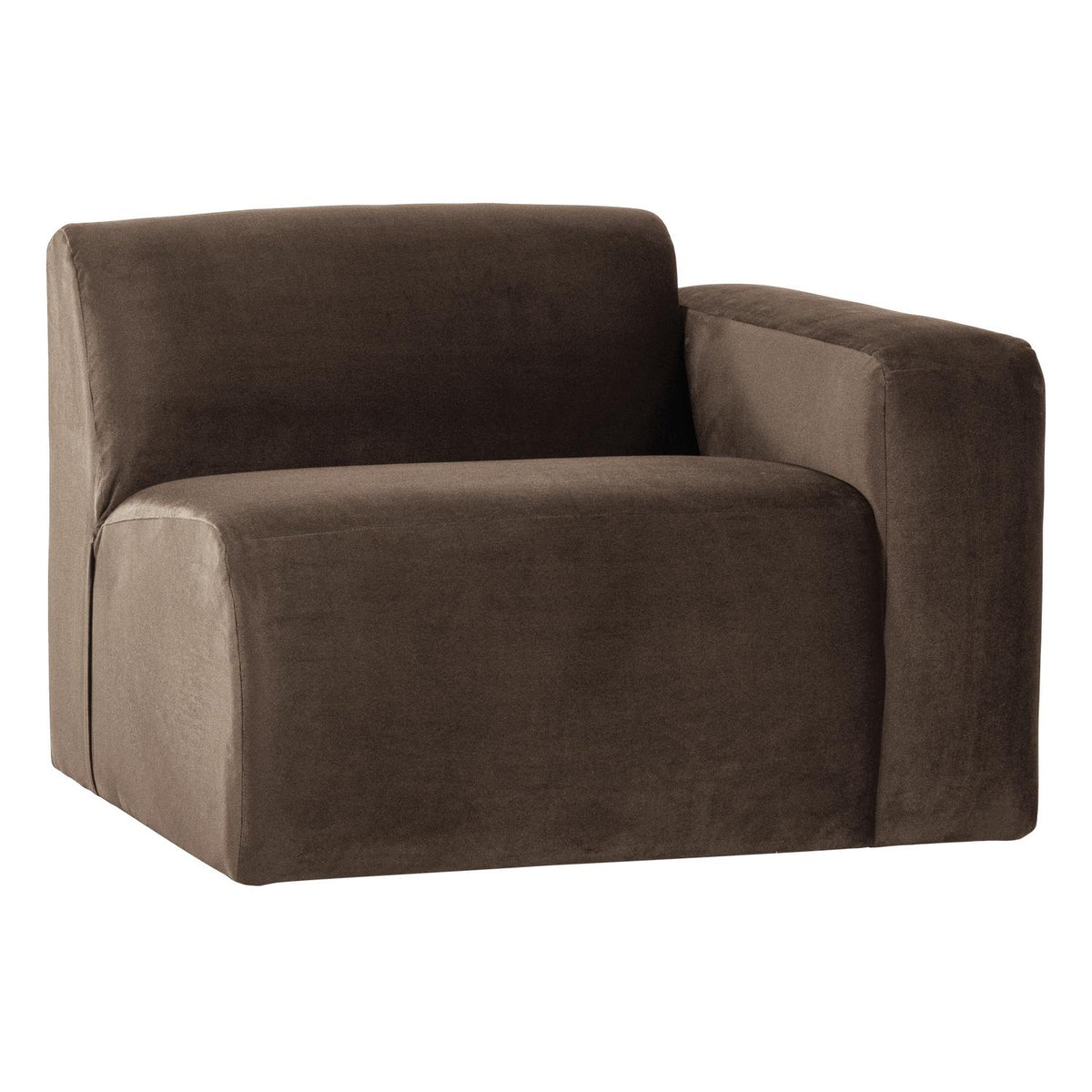WOOOD Mojo Base 1-zits bank arm rechts velvet Bruin
