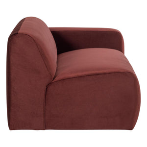 WOOOD Mojo Base 2-zits bank arm rechts velvet Kastanjebruin