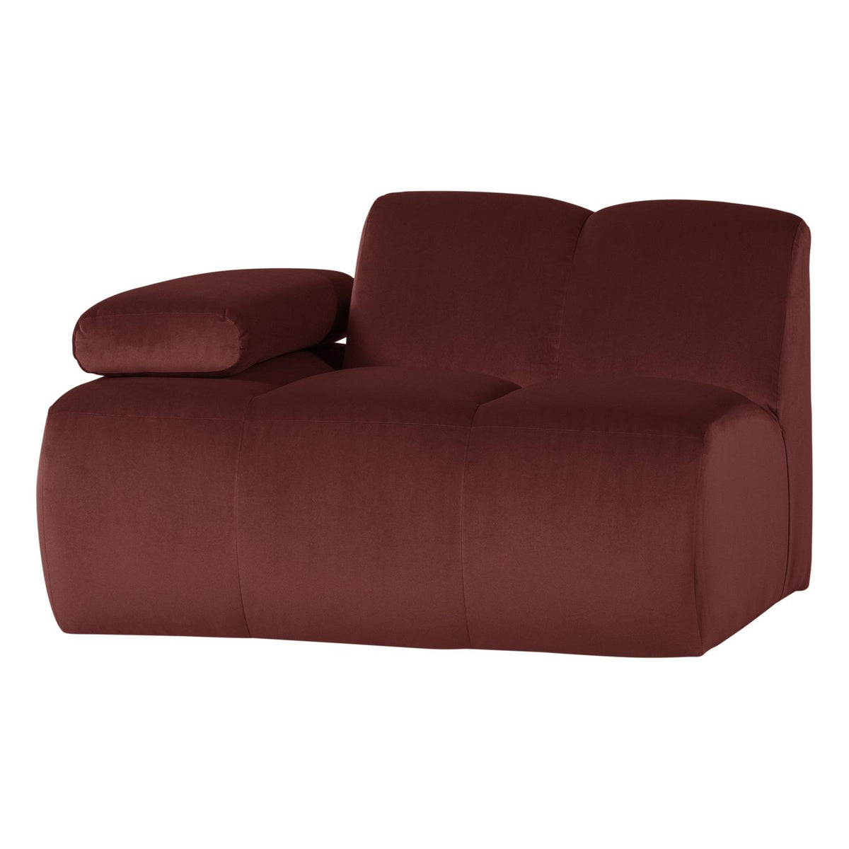 WOOOD Mojo 1-zits bank arm links velvet Kastanjebruin