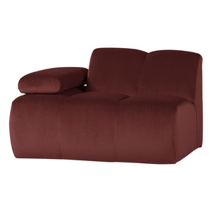 WOOOD Mojo 1-zits bank arm links velvet Kastanjebruin