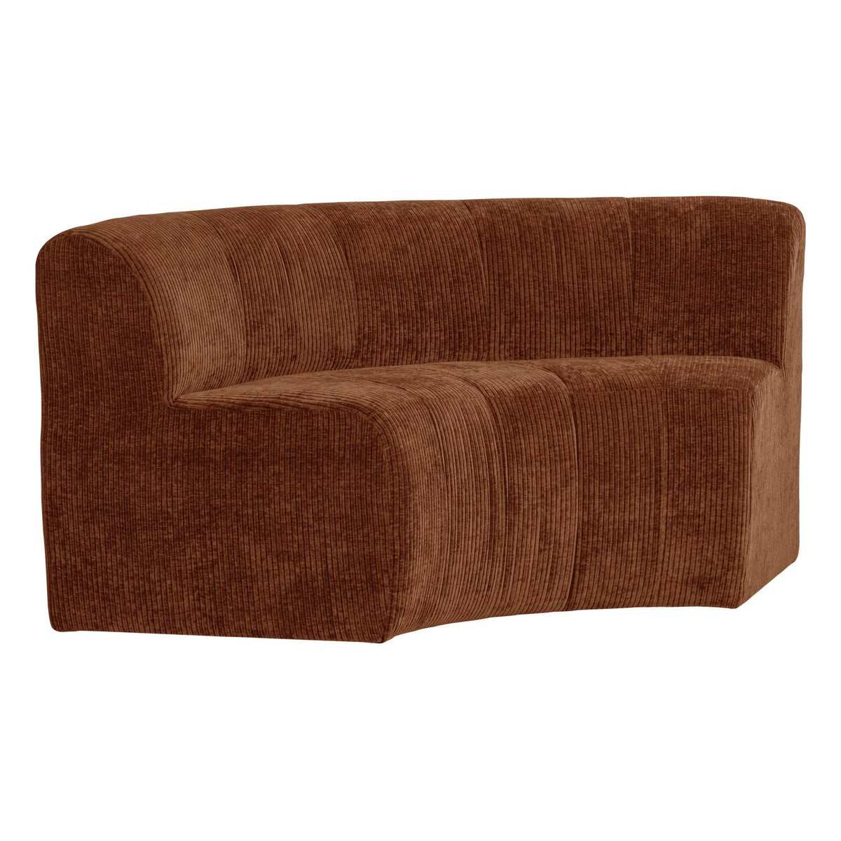 WOOOD Mojo Base eetbank halfronde hoek rugleuning rib Roestbruin