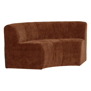WOOOD Mojo Base eetbank halfronde hoek rugleuning rib Roestbruin