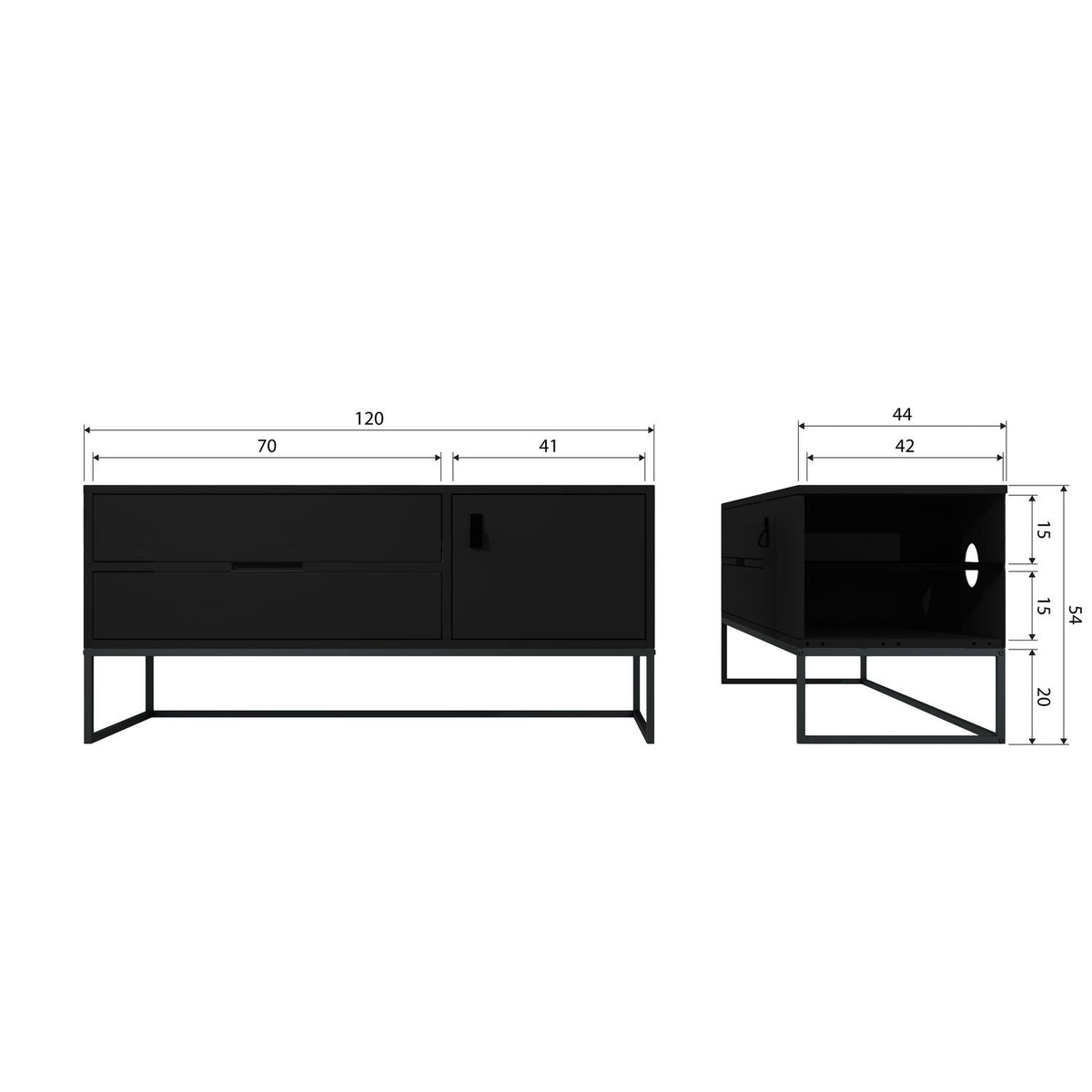 WOOOD Silas tv-meubel 120 cm Blacknight