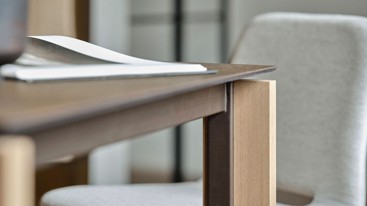 Mobitec Terra T0201 eettafel uitschuifbaar 180(280)x90 cm keramiek Nero poot zwart