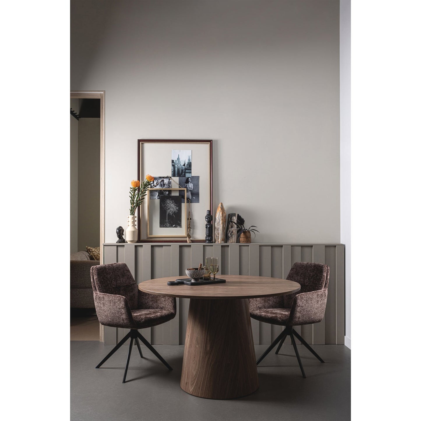 WOOOD Maan eettafel rond Ø120 cm Walnoot