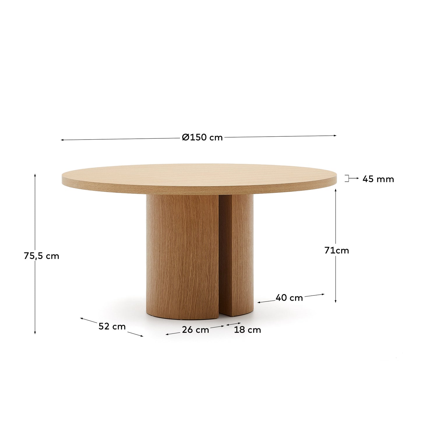Kave Home Nealy eettafel Ø150 cm Naturel