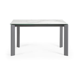 Kave Home Axis eettafel uitschuifbaar 140/180x90 cm Wit/Grijs
