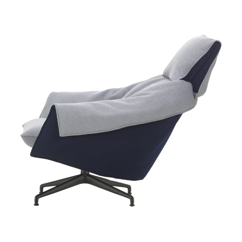 Vitra Bascule Highback fauteuil Cento Light Lavender / Electric Blue sterpoot diepzwart