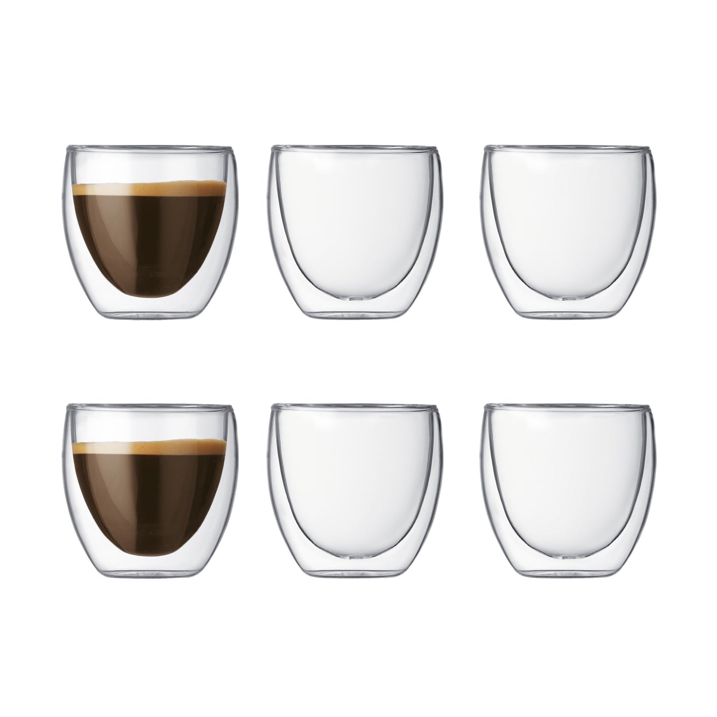 Bodum Pavina espressoglas dubbelwandig 80 ml set van 6 stuks