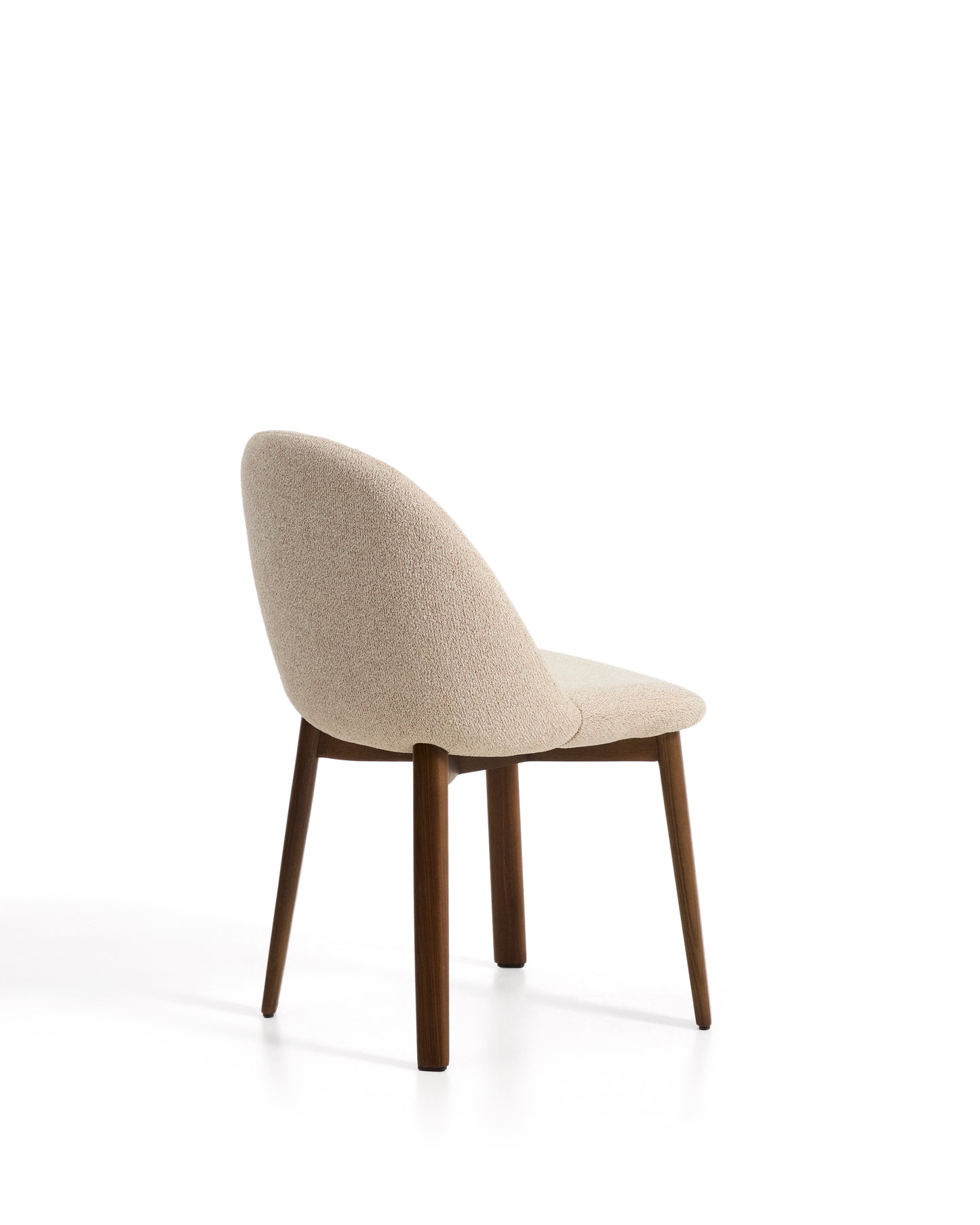 Kave Home Meila eetkamerstoel chenille Beige donker hout